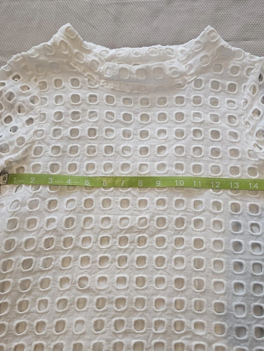 Anthropologie Wolven Eudra Eyelet Top Blouse In White Size 0 Boxy Classic